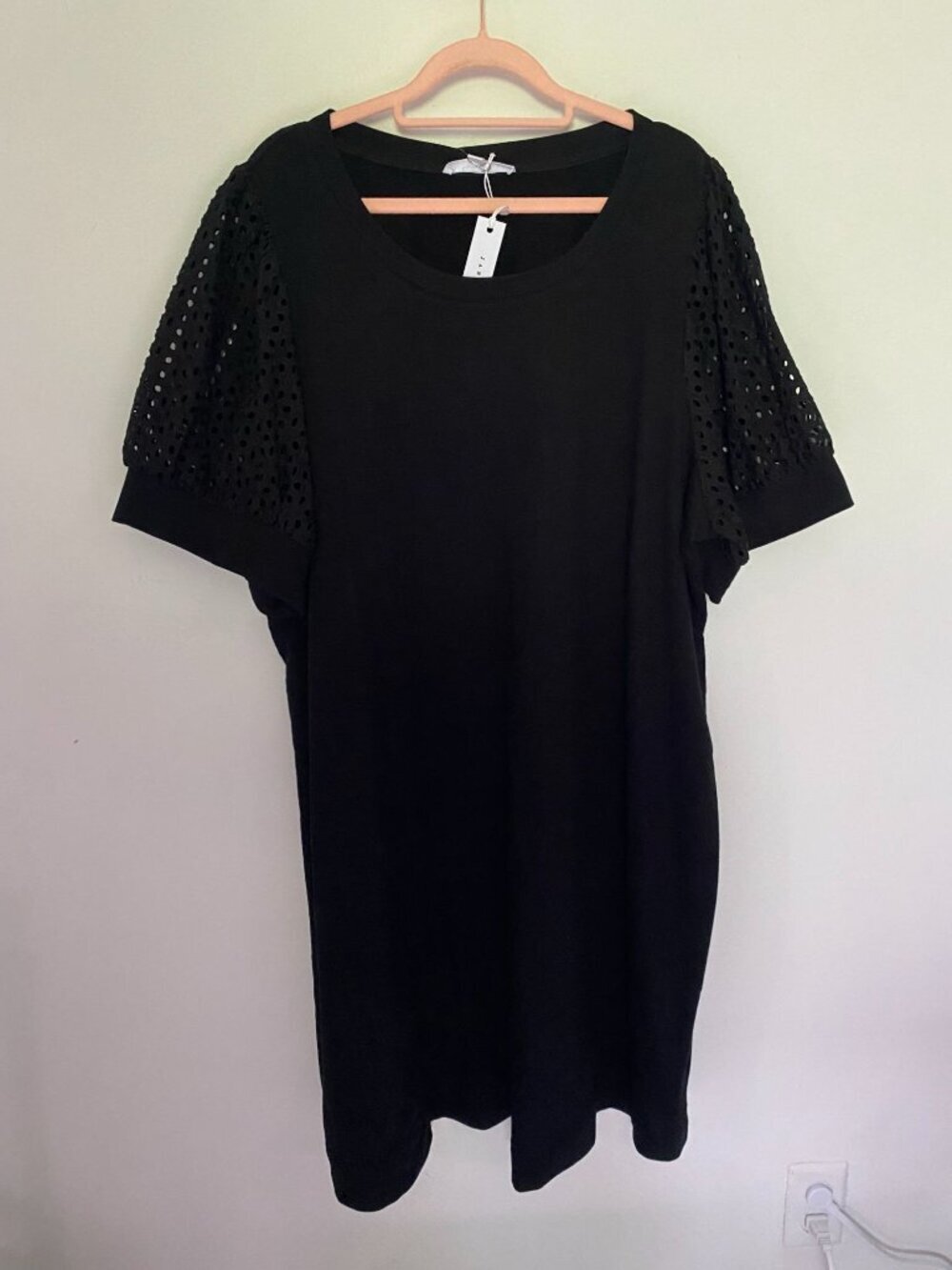 Jane + Delancey Womens Black Eyelet Sleeve Tunic Dress 2X
